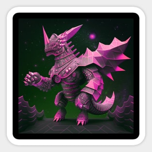 purple sparks kaiju dragon ecopop armored beast in crystal art Sticker